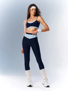VARSIVA Women's Polka Dot Patchwork Bra & Leggings Sports Set - Multicolor - View 9