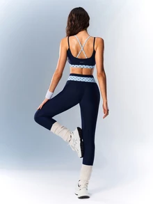 VARSIVA Women's Polka Dot Patchwork Bra & Leggings Sports Set - Multicolor - View 8