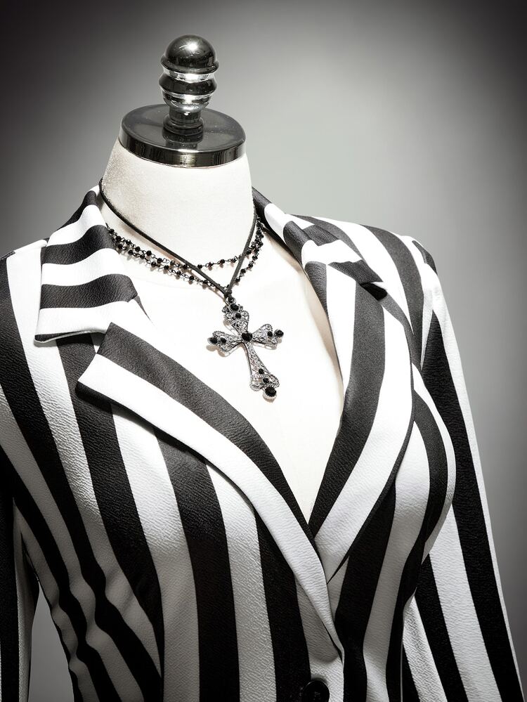 SHEIN ICON 大尺碼女款條紋拼接休閒通勤西裝外套 - 彩色 - 查看 5
