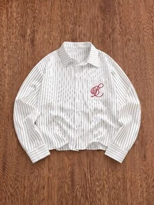SWAVVY 1pc Oversized Plaid Print Drop Shoulder Shirt - White - View 2