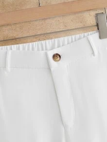 HIMLAND Men's Woven Fitted Casual Long Mid-Waist Straight Leg Suit Pants, Suitable For Spring And Summer - White - View 6