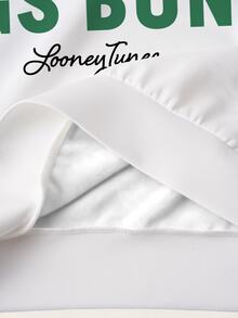 LOONEY TUNES X SHEIN 女款卡通圖案印花條紋長袖運動衫 - 白色 - 查看 7