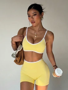 Slayform Slayform Women's Seamless Yoga Activewear Set - Butter Yellow - View 4