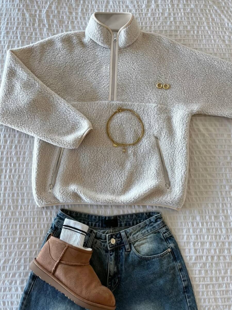 IslaSuriya Women's Casual Sweatshirt For Autumn/Winter Outdoor Wear - Light Grey - View 1