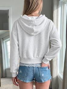 INAWLY Sweatshirt Lengan Panjang Wanita Berhiaskan Stud, Serbaguna untuk Liburan - Grey - View 2