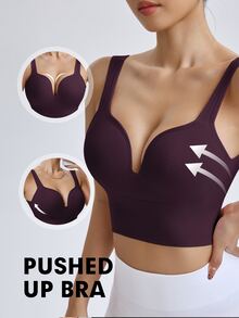 Slayform Slayform Seamless High Intensity Sports Racerback Bra,Dark Purple Summer Modest Activewear Pilates,High Support Sewn-In Molded Cups Workout Running For Women - Purple - View 3