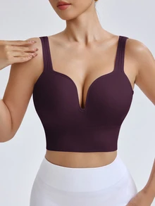 Slayform Slayform Seamless High Intensity Sports Racerback Bra,Dark Purple Summer Modest Activewear Pilates,High Support Sewn-In Molded Cups Workout Running For Women - Purple - View 9
