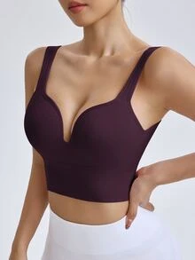 Slayform Slayform Seamless High Intensity Sports Racerback Bra,Dark Purple Summer Modest Activewear Pilates,High Support Sewn-In Molded Cups Workout Running For Women - Purple - View 12