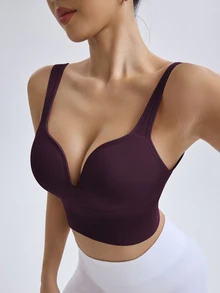 Slayform Slayform Seamless High Intensity Sports Racerback Bra,Dark Purple Summer Modest Activewear Pilates,High Support Sewn-In Molded Cups Workout Running For Women - Purple - View 13
