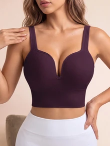 Slayform Slayform Seamless High Intensity Sports Racerback Bra,Dark Purple Summer Modest Activewear Pilates,High Support Sewn-In Molded Cups Workout Running For Women - Purple - View 6