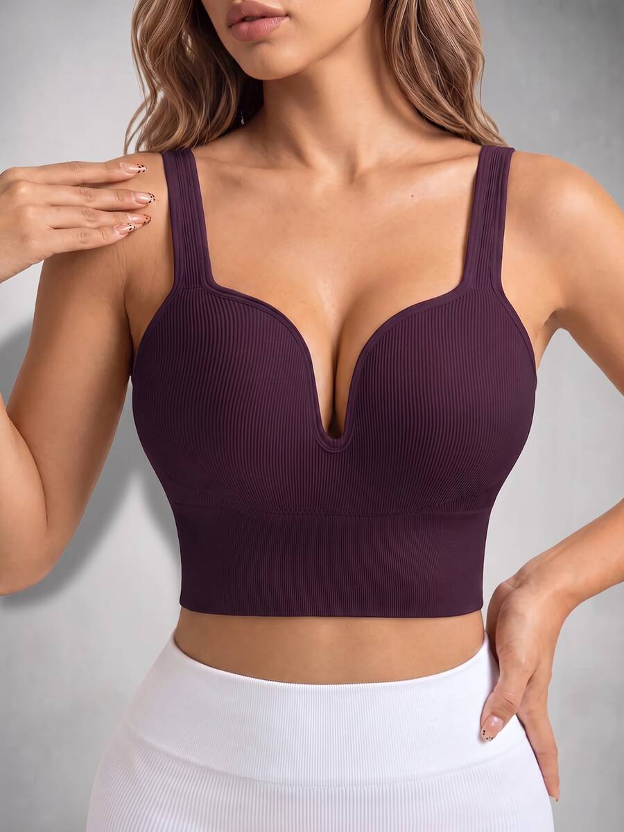 Slayform Slayform Seamless High Intensity Sports Racerback Bra,Dark Purple Summer Modest Activewear Pilates,High Support Sewn-In Molded Cups Workout Running For Women