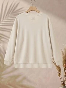 Rusticease Plus Size Autumn Casual Elegant Floral Print T-Shirt Fall Formal Vacation Beige - Apricot - View 4