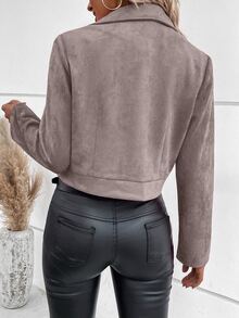 SHEIN LUNE Autumn Casual Versatile Cropped Jacket - Grey - View 2