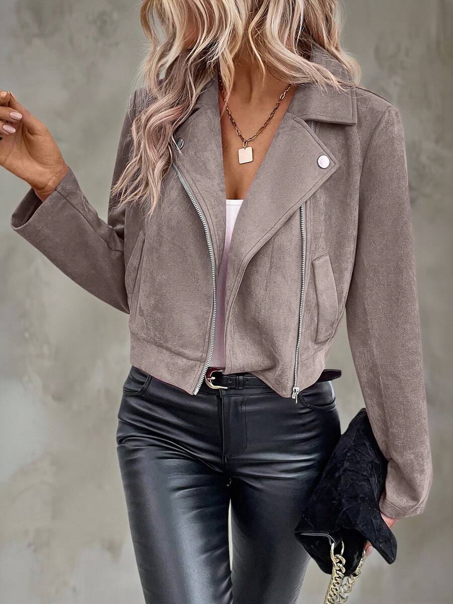 SHEIN LUNE Autumn Casual Versatile Cropped Jacket - Grey - View 1