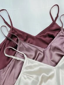 SilkySpell Conjunto de pijama de 3 piezas con top tipo camiseta y pantalones cortos lisos - Multicolor - Ver 4