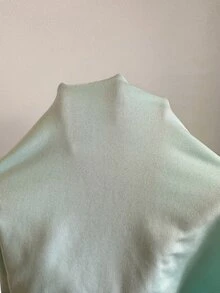 SHEIN EZwear Women's Mint Green Ruched Long Sleeve Cinched Waist Knit T-Shirt - Mint Green - View 15