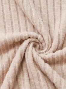 Lacomfia Plus Size Women's Contrast Lace Hem Long Sleeve Top And Pants Casual 2 Pieces Set - Apricot - View 4