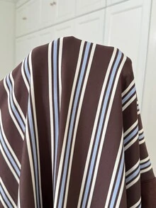 SHEIN EZwear 大尺碼女款條紋長袖上衣與長褲休閒日常兩件套 秋季 - 彩色 - 查看 9