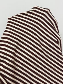 Solflare Gaun Wanita Plus Size Motif Garis Kerah Bulat Lengan Panjang Kasual Tradisional Elegan Lembut Pas Badan untuk Guru Liburan Formal Cokelat Musim Gugur - MultiWarna - View 8