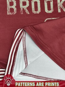 SuriyaCove 女款 Y2K 2000年代酒紅與白色條紋拼色 2合1 收腰長袖 T-shirt 校園秋季款 - 彩色 - 查看 8