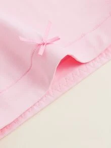 6件組女童幼兒可愛蝴蝶結裝飾馬卡龍粉、灰、白、紫、藍、黑純色男版內褲，柔軟舒適日常內著 - 彩色 - 查看 5