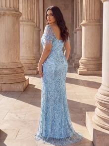 Coutiva Women Plus Formal & Evening Dresses - Baby Blue - View 2