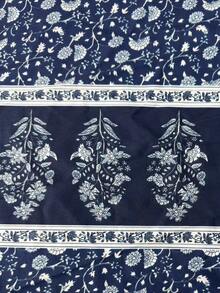 Linhara Plus Size Women's Water-Soluble Lace Trim Romantic Fashion Suitable For Spring/Summer Vacation Casual Versatile 2-Piece Set - Navy Blue - View 7