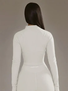 Musera Sport Cropped Zip Through BBL Jacket Only Padel Winter Activewear Sport Gym Workout - White - View 4