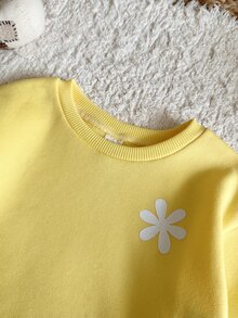 LMoss Kids 女嬰可愛秋冬黃色長袖運動衫與鬆緊腰長褲2件套 - 彩色 - 查看 4
