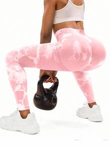 Slayform Slayform Women's Minimalist Contrast Color Fitted Sports Leggings - Pink - View 5