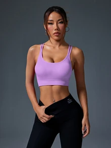 Slayform Slayform Seamless Crossover Strap Sports Camisole For Women For Chinese New Year Workout Weight Loss - Mauve Purple - View 4