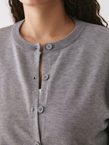 YARNWELL Plus Size Women Solid Color Single-Breasted Casual Versatile Daily Cardigan - Grey - View 6