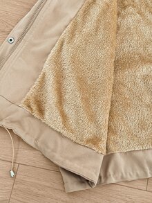 SHEIN Maternity Autumn/Winter Warm Hooded 3-In-1 Jacket Fall - Khaki - View 9