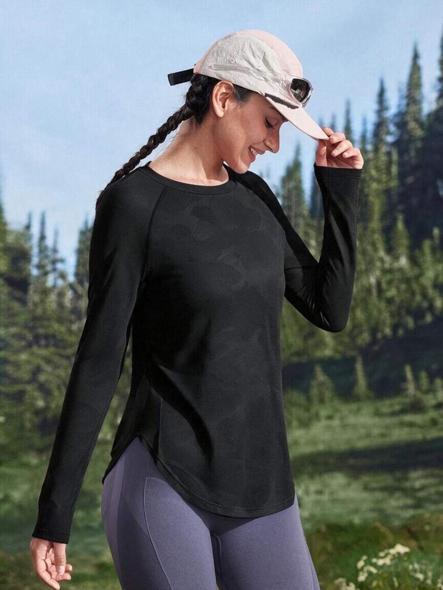 WanderVale Women's Outdoor T-Shirt & Tank Top Mesh Hem Curved Design Slim Fit Flattering Long Sleeve T-Shirt Only Tops