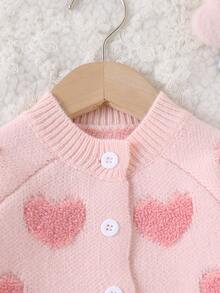 SHEIN Vintaside Kids 嬰兒女童時尚可愛百搭針織連身褲套裝，秋冬新品，開襟式設計穿脫方便，適合爬行與行走，為女嬰提供更多保護。這款嬰兒女童毛衣套裝採用高品質面料製成，精緻可愛，適合旅行、派對，也適合作為禮物。 - 彩色 - 查看 3