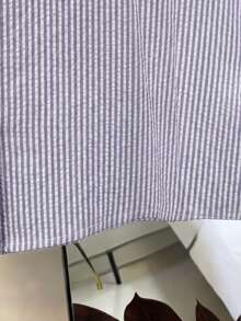 SHEIN Franclia 女款條紋泡泡皺褶布料短袖襯衫，適合春夏外出與約會場合 - 紫色 - 查看 3