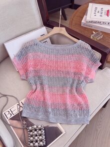 GlowEve Women's Colorblock Casual Everyday Knit Top - Watermelon Pink - View 1