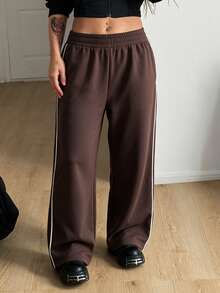 StreetHx Women's Plus Size Casual Sports Pants - Coffee Brown - View 5