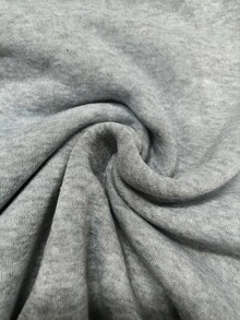 Plus Size Women's Letter Print Hooded Sweatshirt - Grey - View 5