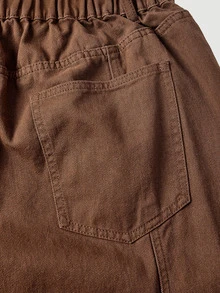 EMERY ROSE Plus Size Casual Washed Distressed Denim Jeans - Coffee Brown - View 6