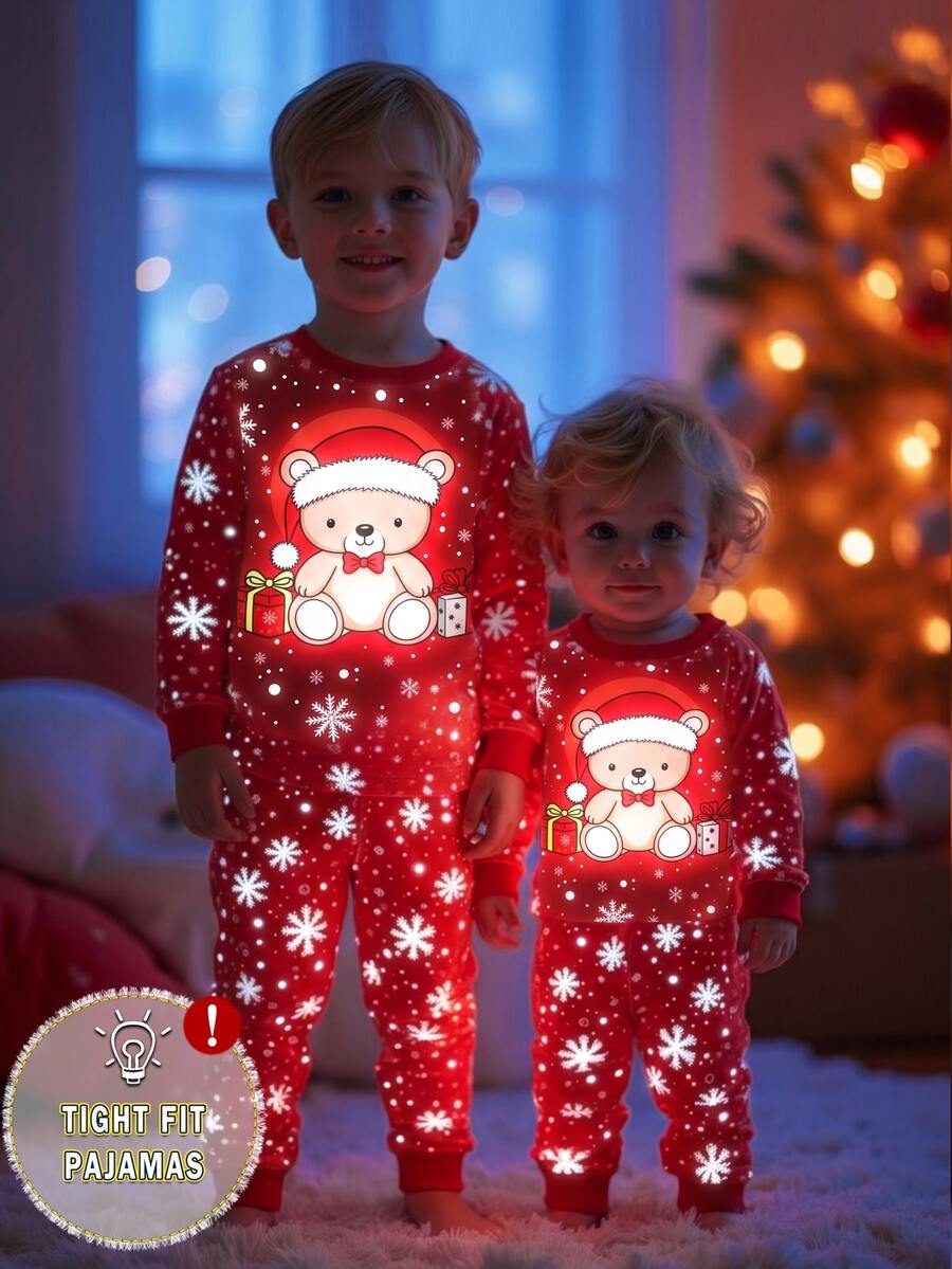Baby Boy 1pc Reflective Bear Print PJ Set - Multicolor - View 1