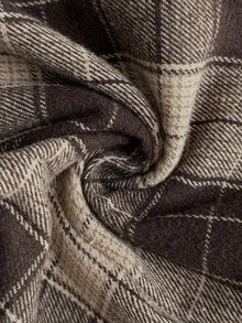 Comfylo Plus Size Casual Plaid Skirt For Autumn/Winter - Coffee Brown - View 5
