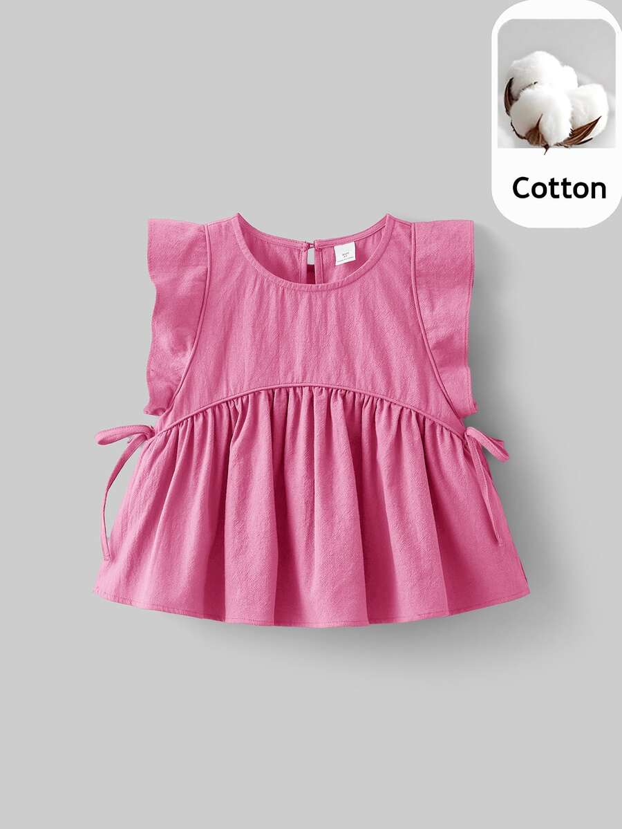 Maija Kids Maija Kids Young Girl Round Neck Cap Sleeve Cute Blouse - Hot Pink - View 1