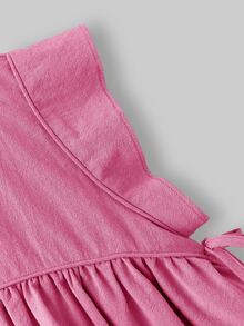 Maija Kids Maija Kids Young Girl Round Neck Cap Sleeve Cute Blouse - Hot Pink - View 4