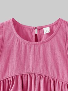 Maija Kids Maija Kids Young Girl Round Neck Cap Sleeve Cute Blouse - Hot Pink - View 5