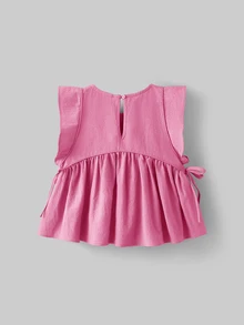 Maija Kids Maija Kids Young Girl Round Neck Cap Sleeve Cute Blouse - Hot Pink - View 2
