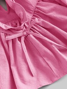 Maija Kids Maija Kids Young Girl Round Neck Cap Sleeve Cute Blouse - Hot Pink - View 3