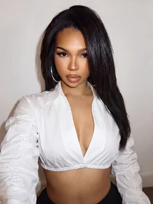Slaydiva ملابس علوية أبيض بياقة قصيرة، أكمام طويلة مجعدة بتصميم مجوف من الأمام، قصة ضيقة، ستايل Y2K شارع، توب قصير - A - أبيض - مشاهدة 6