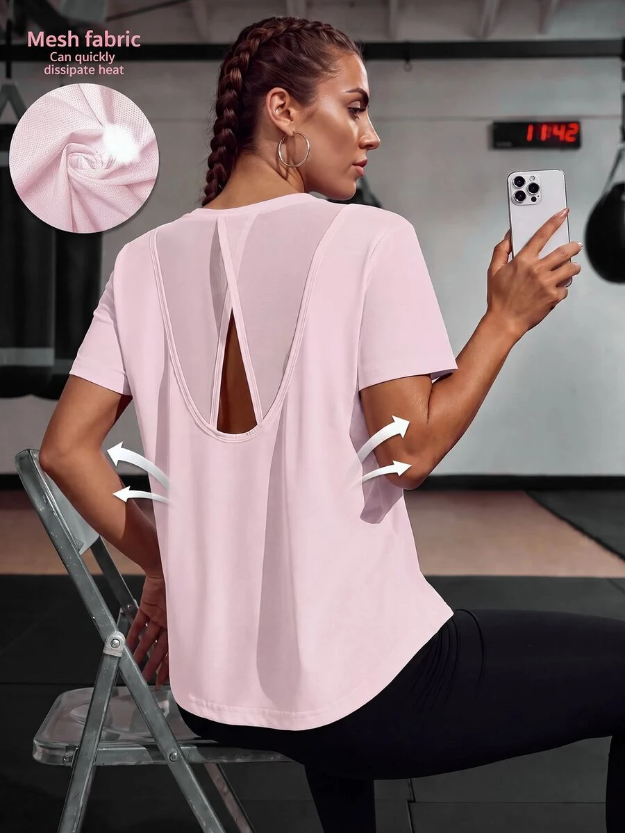 Solea Cove Solea Cove Crisscross Back Sports Teeworkout Tank Top Gym Women Shirts - Pink - View 1