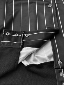 Maweii Jaket Baseball Wanita Ukuran Besar Longgar Bergaris Vertikal dengan Kerah Bergaris Huruf, Jaket Penerbangan Pendek, Pakaian Luar Kasual Jalanan, Musim Gugur/Dingin - Hitam dan Putih - View 8